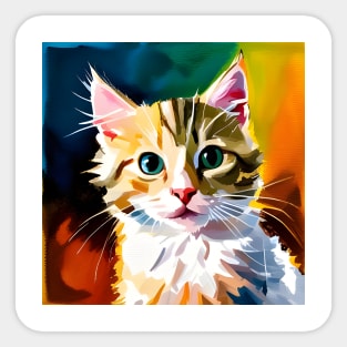 portrait of cute kitten in watercolor style Sticker